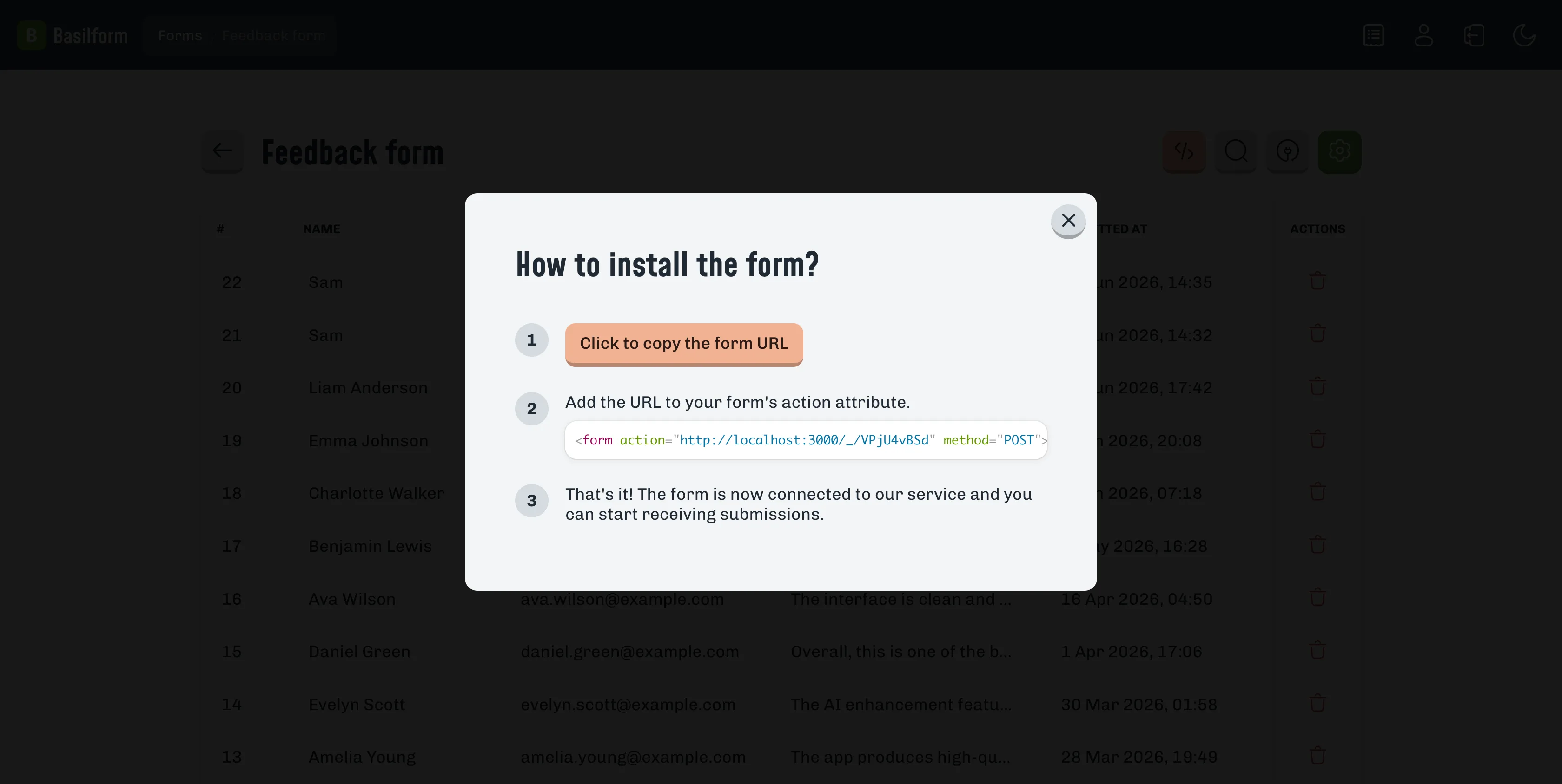Install dialog